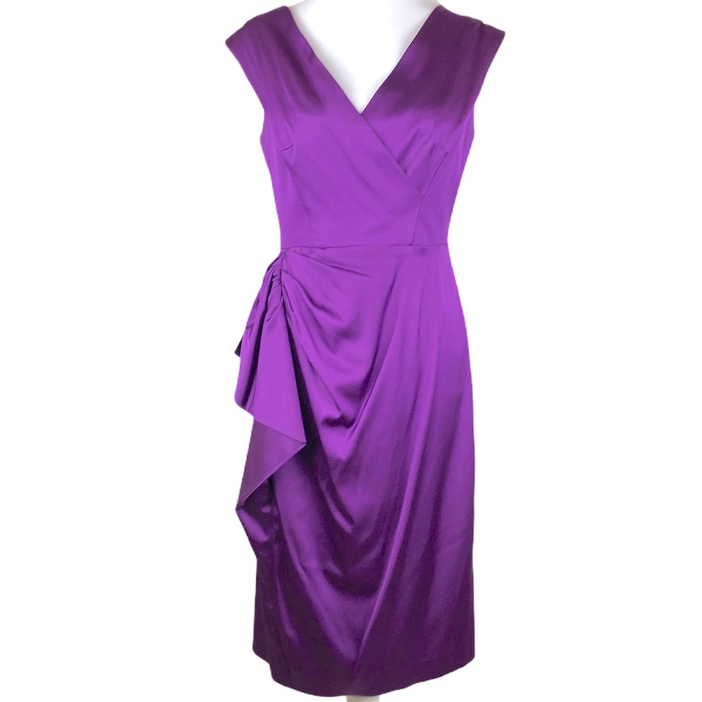 Maggy London Purple Satin Cocktail Dress
